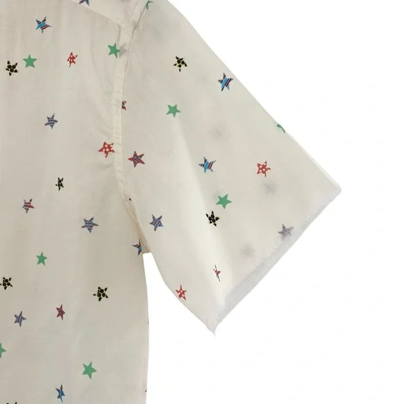 Saint Laurent Star Print Short Sleeve Button Down Shirt